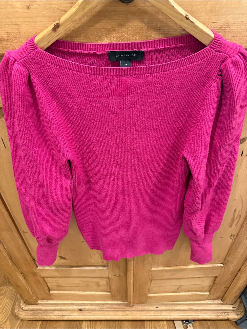 Ann Taylor Pink Puff Sleeve sweater